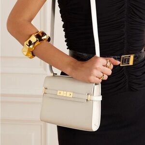 YSL Saint Laurent Mini Manhattan in Box Crossbody Bag Off White